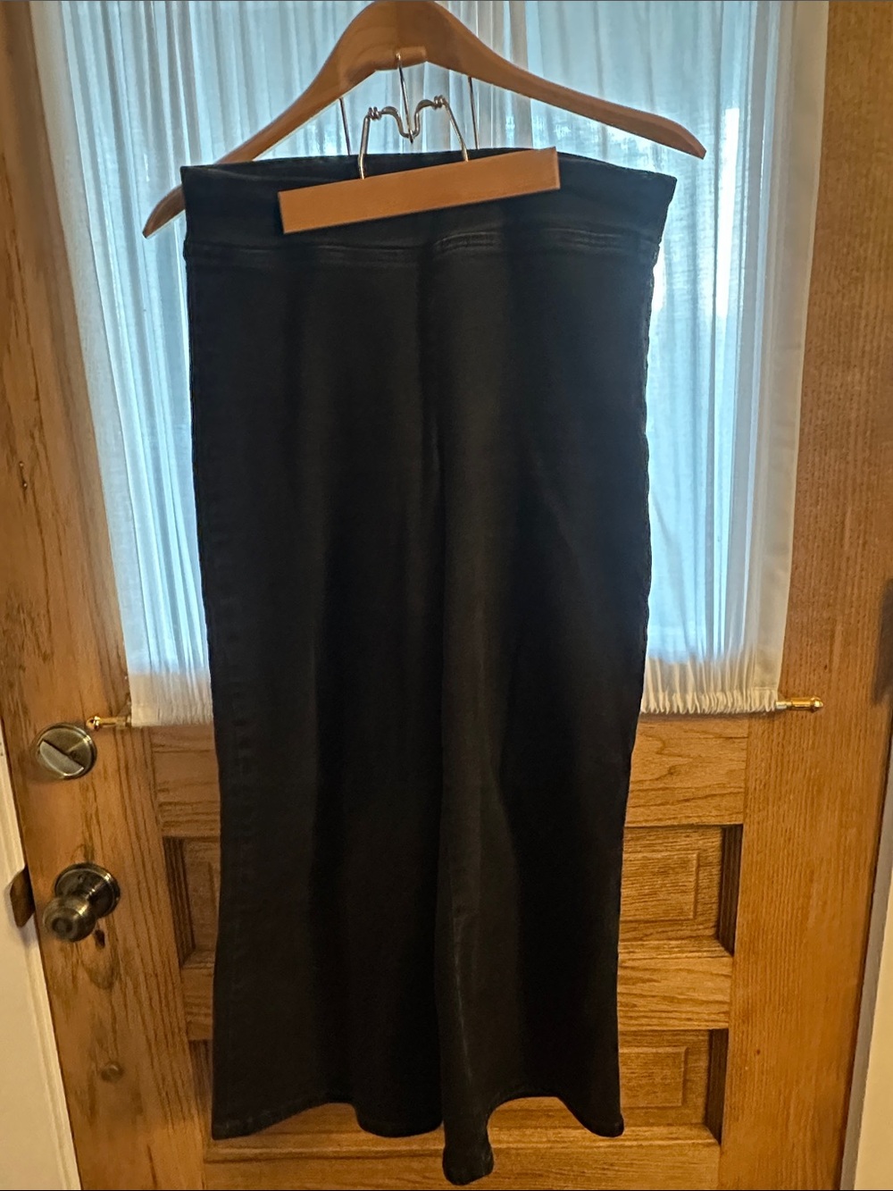 Frame Women Jetset Wide Leg Crop Jean Sheen Noir Size 2 Black High Rise Stretch